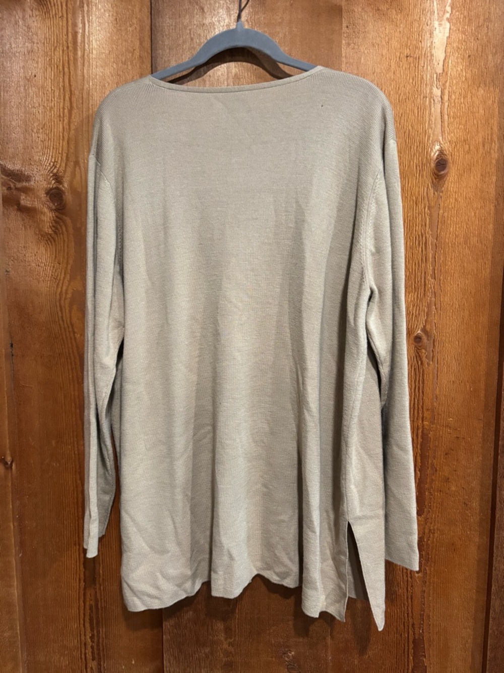 Eileen Fisher Woman 100% Merino Wool Cardigan Sweater Oatmeal Beige Plus 2X - Picture 2 of 7
